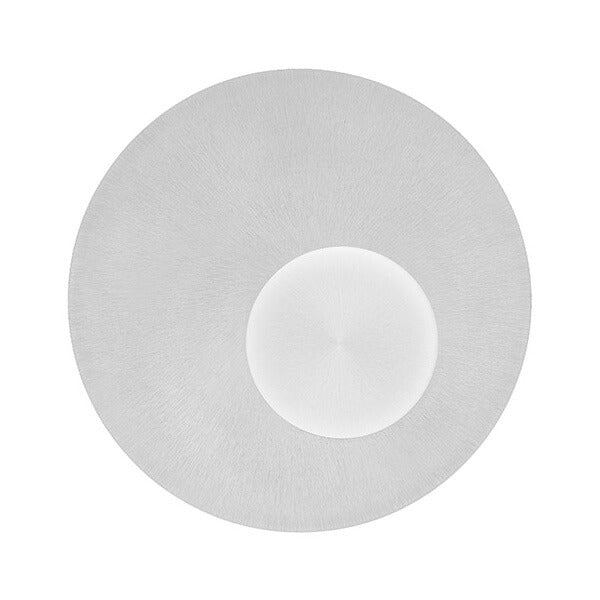 Plafonnier rond blanc de face, finition satinée, diffuseur central bombé.