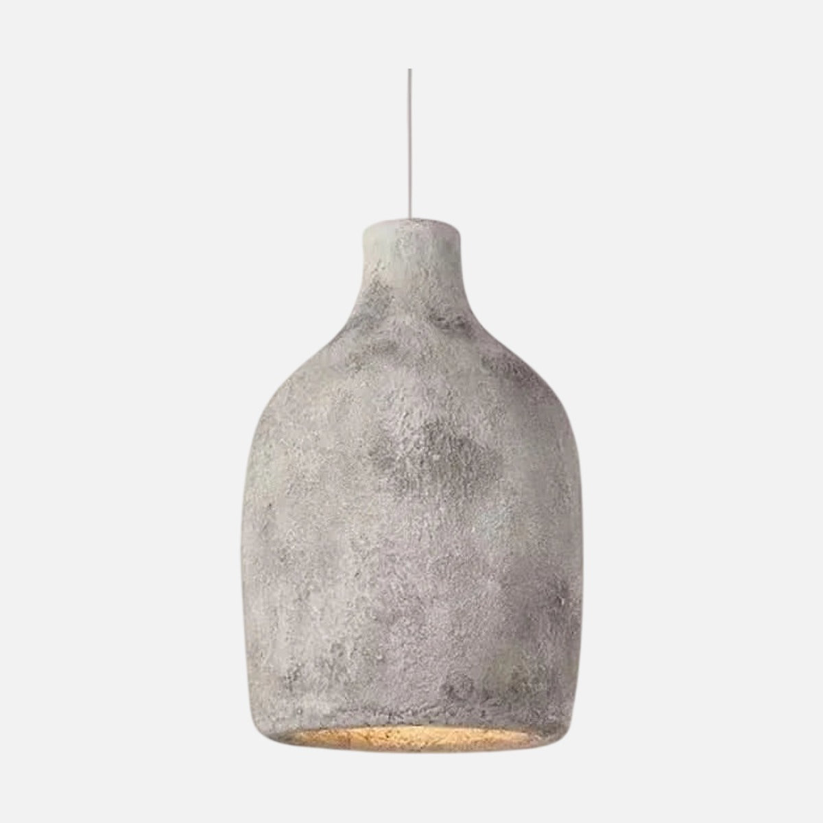 Lampe de chevet suspendue style pierre coloris gris, abat-jour effet beton brut