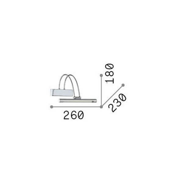 Schéma de dimensions de l'applique avec 260, 180 et 230 mm