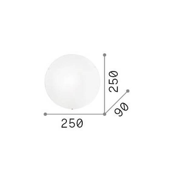 Schéma de dimensions du plafonnier avec diamètre 250 et hauteur 90 millimètres