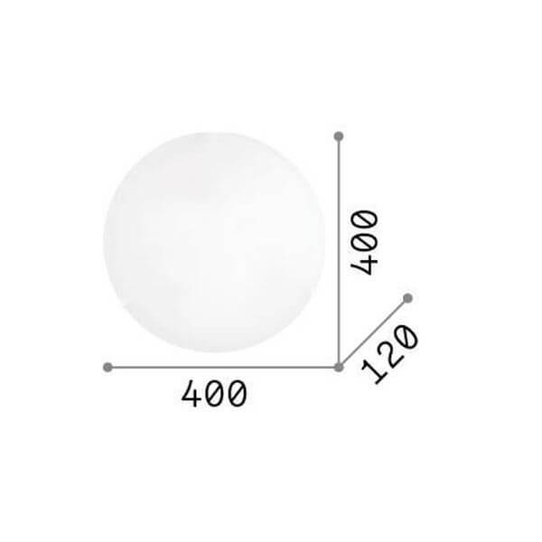 Schéma de dimensions du plafonnier : 400 mm de diamètre et 120 mm de hauteur