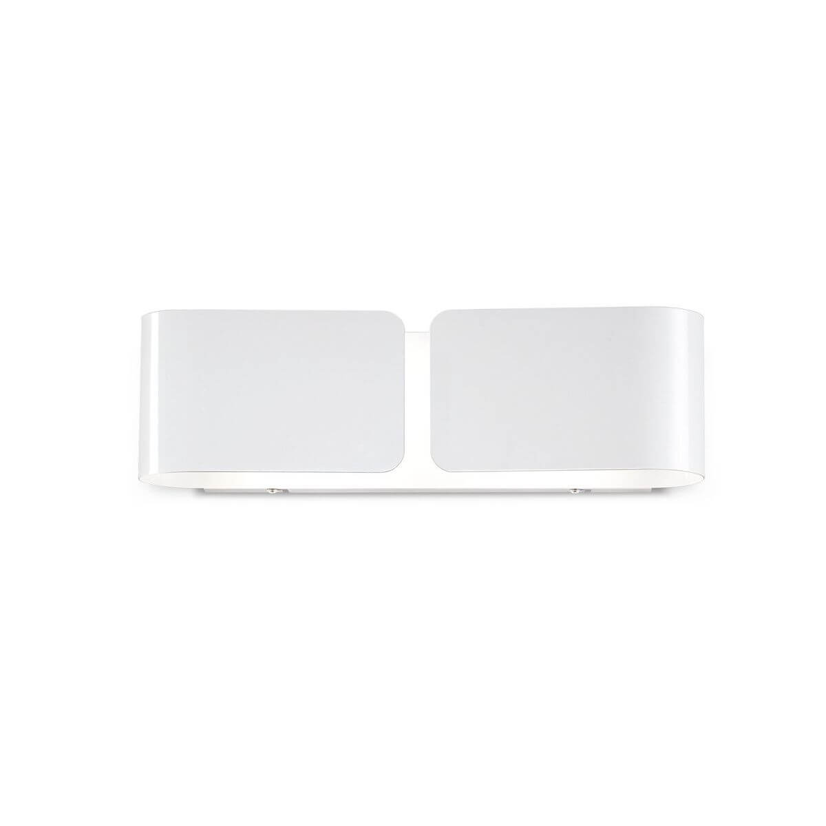 Vue de face de l'applique murale blanche à deux diffuseurs rectangulaires alignés.