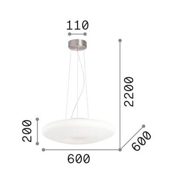 Suspension Glory 5 lumières blanche, verre