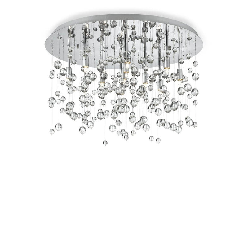 Plafonnier Neve 8 lumières chromé, verre