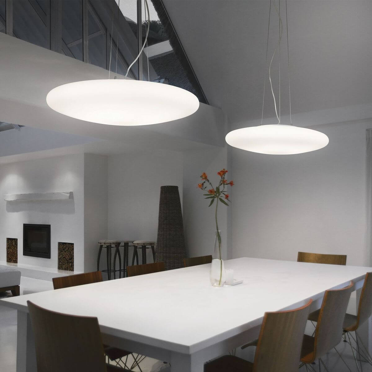 Suspension Smarties 3 lumières blanche, verre, Ø 50 cm