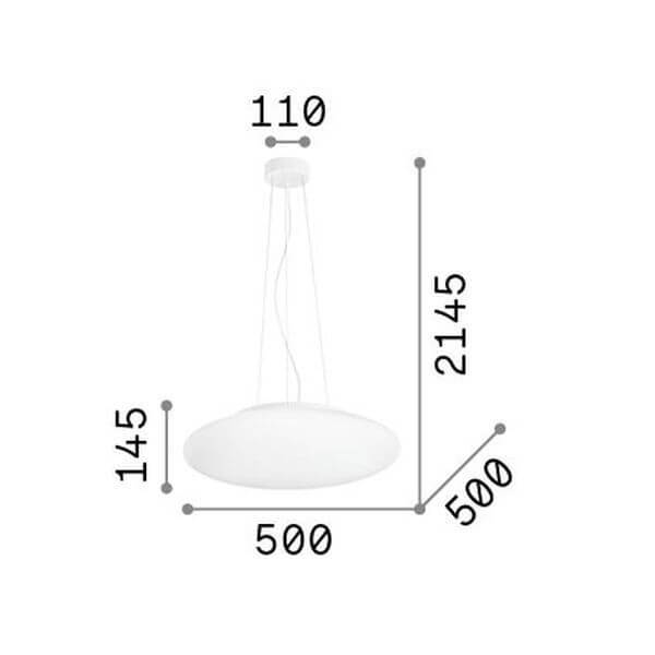 Suspension Smarties 3 lumières blanche, verre, Ø 50 cm