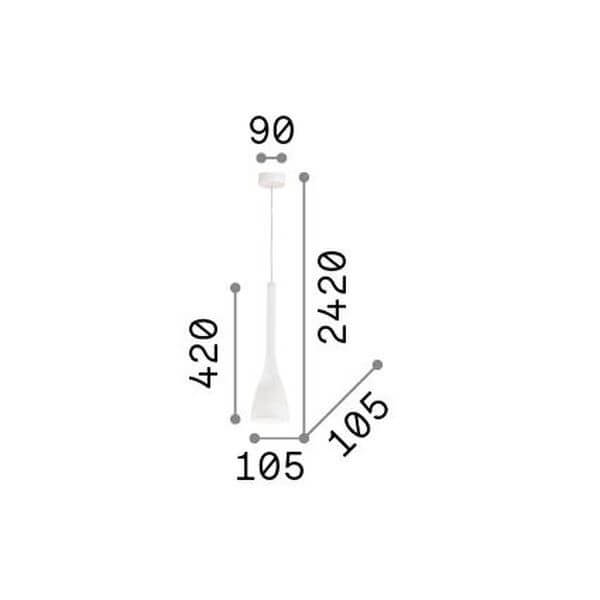 Suspension Flut blanche, verre, H 42 cm