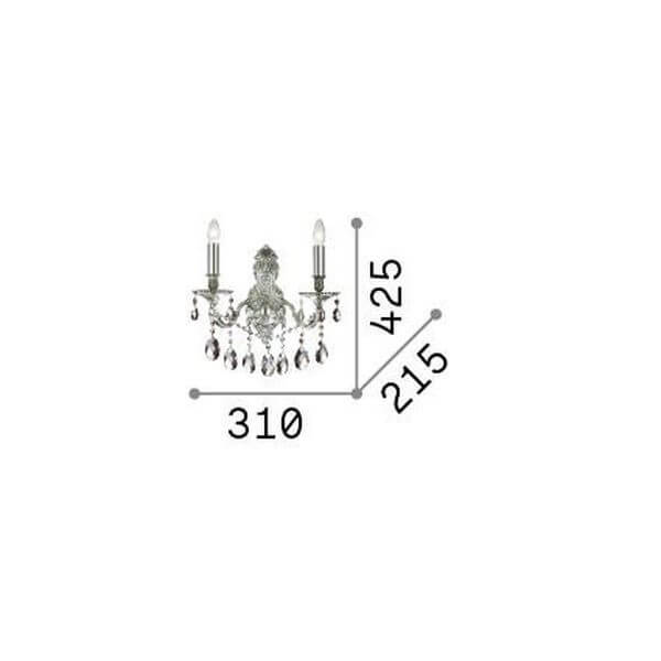 Schéma de dimensions cotées de l'applique : largeur 310, hauteur 425, profondeur 215 mm