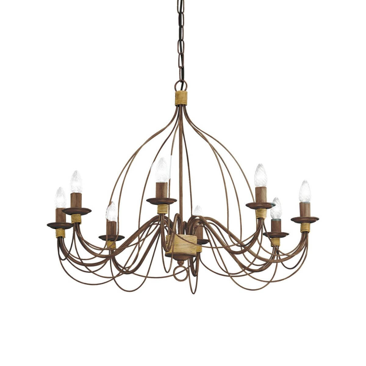Suspension Corte 8 lumières rouille