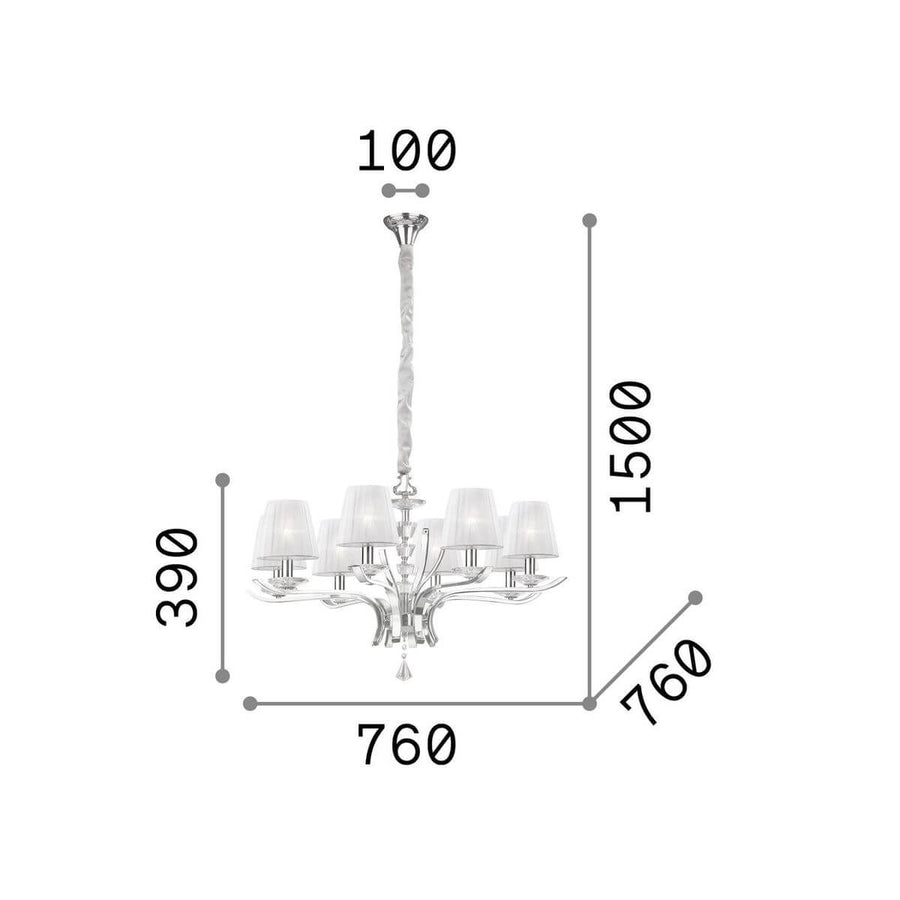 Suspension Pegaso 8 lumières blanche, verre