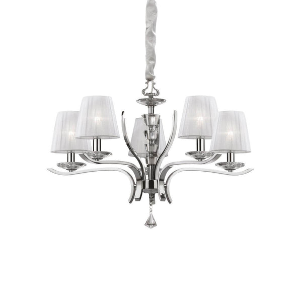 Suspension Pegaso 5 lumières blanche, verre