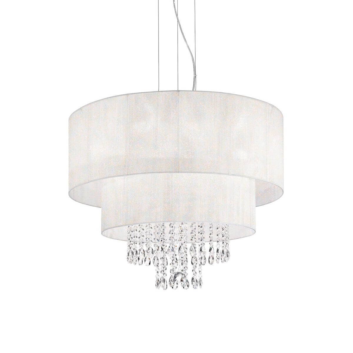 Suspension Opera 6 lumières blanche, cristal