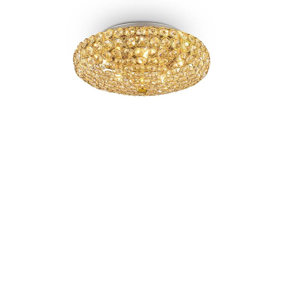 Plafonnier King 5 lumières doré, cristal