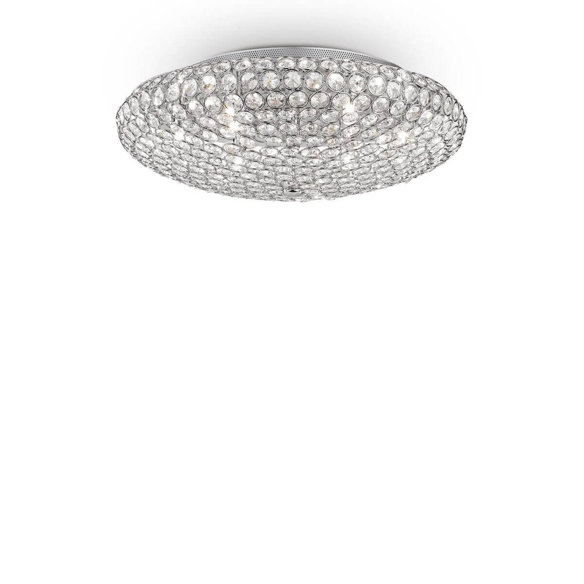 Plafonnier King 9 lumières chromé, cristal