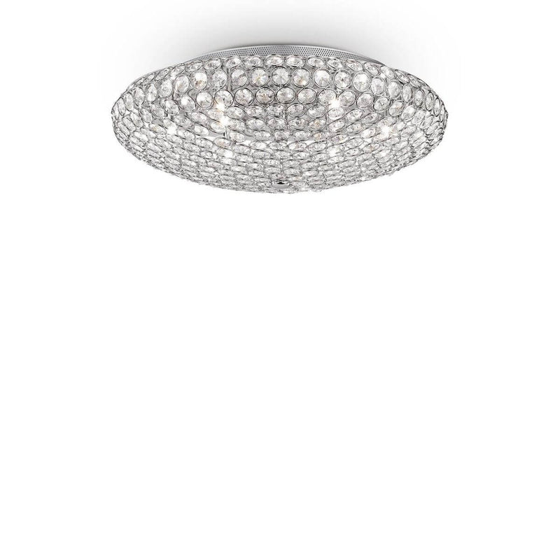 Plafonnier King 9 lumières chromé, cristal