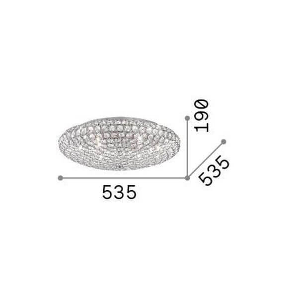 Plafonnier King 9 lumières chromé, cristal