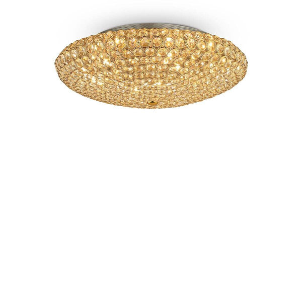 Plafonnier King 9 lumières doré, cristal