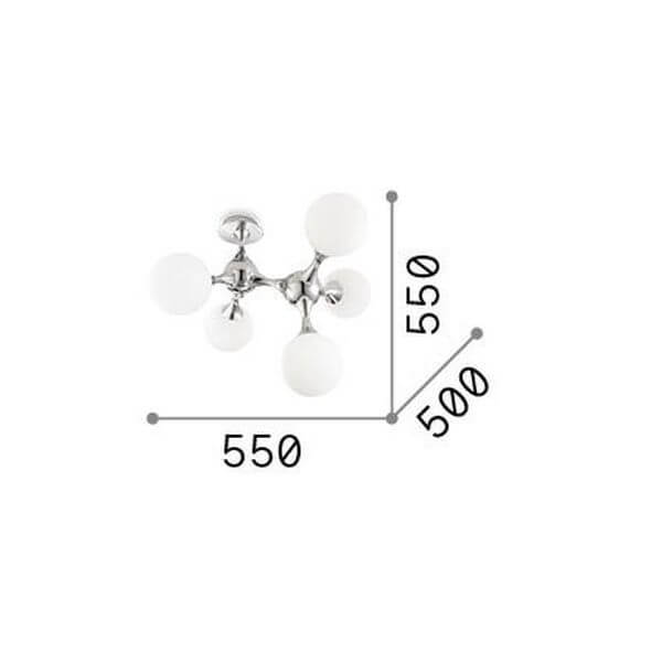 Plafonnier Nodi 5 lumières blanc, verre