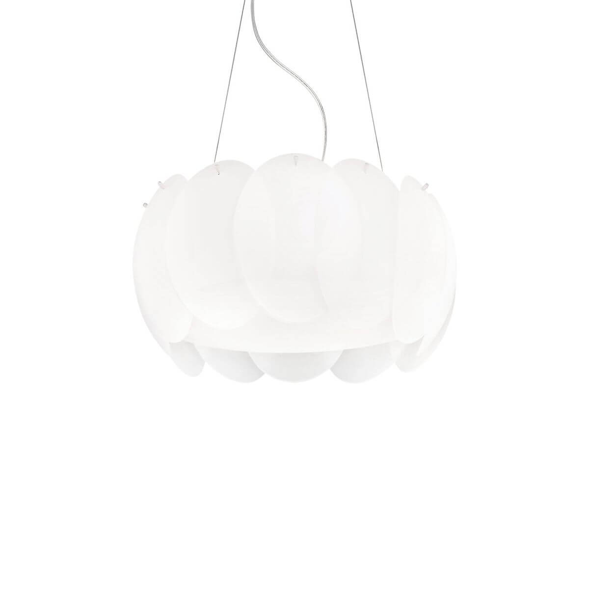 Suspension Ovalino 5 lumières blanche, verre