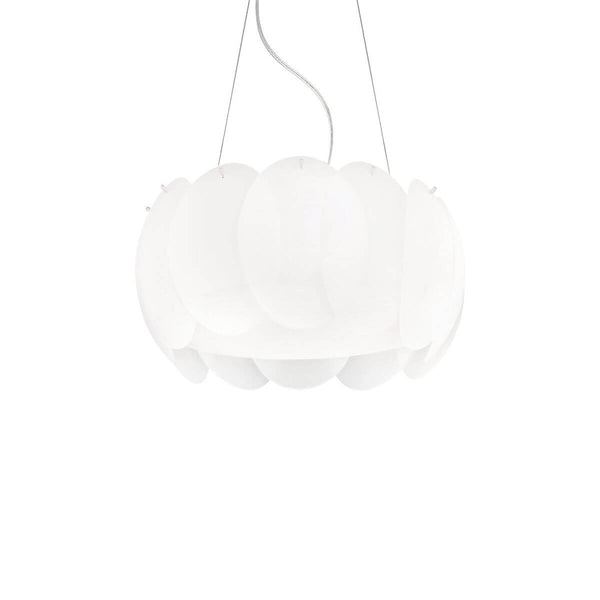 Suspension Ovalino 5 lumières blanche, verre