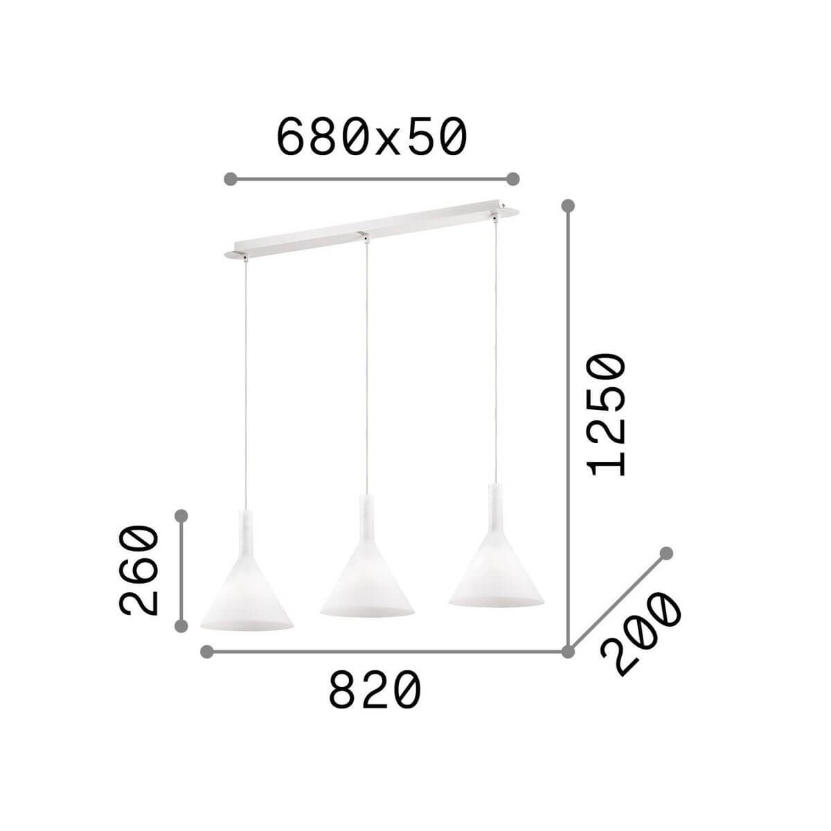 Suspension Cocktail 3 lumières blanche, verre