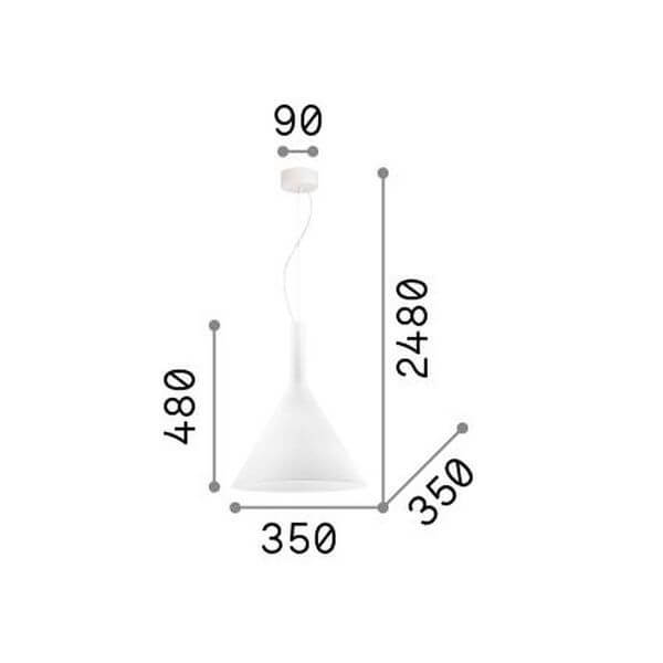 Suspension Cocktail blanche, verre, H 48 cm