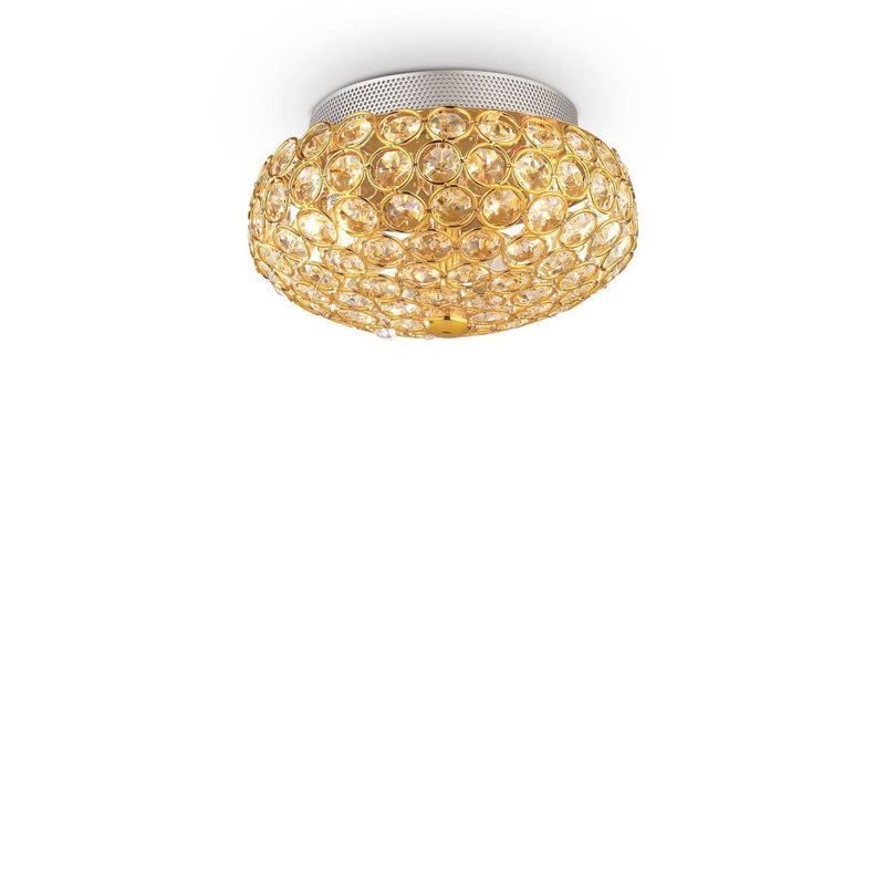 Plafonnier King 3 lumières doré, cristal