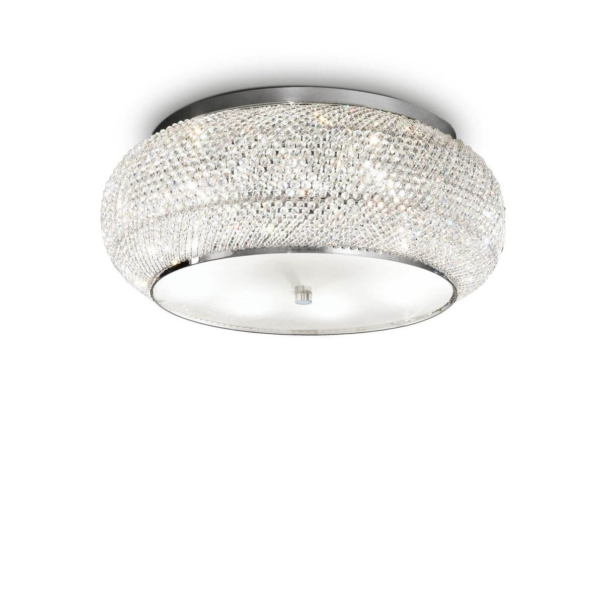 Plafonnier Pasha 10 lumières chromé, cristal