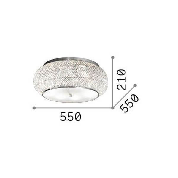 Plafonnier Pasha 10 lumières chromé, cristal