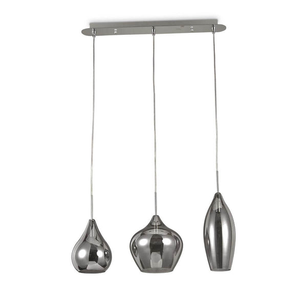 Suspension Soft 3 lumières fumée, verre