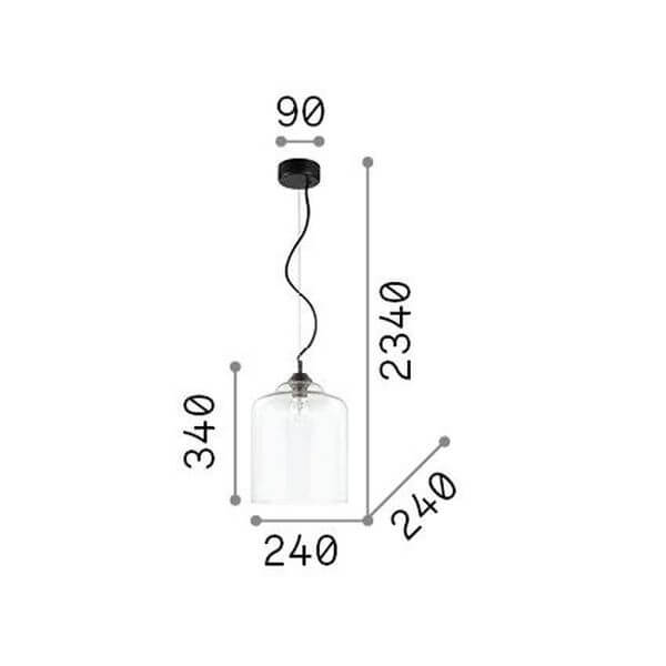Suspension Bistro transparente, verre, H 34 cm