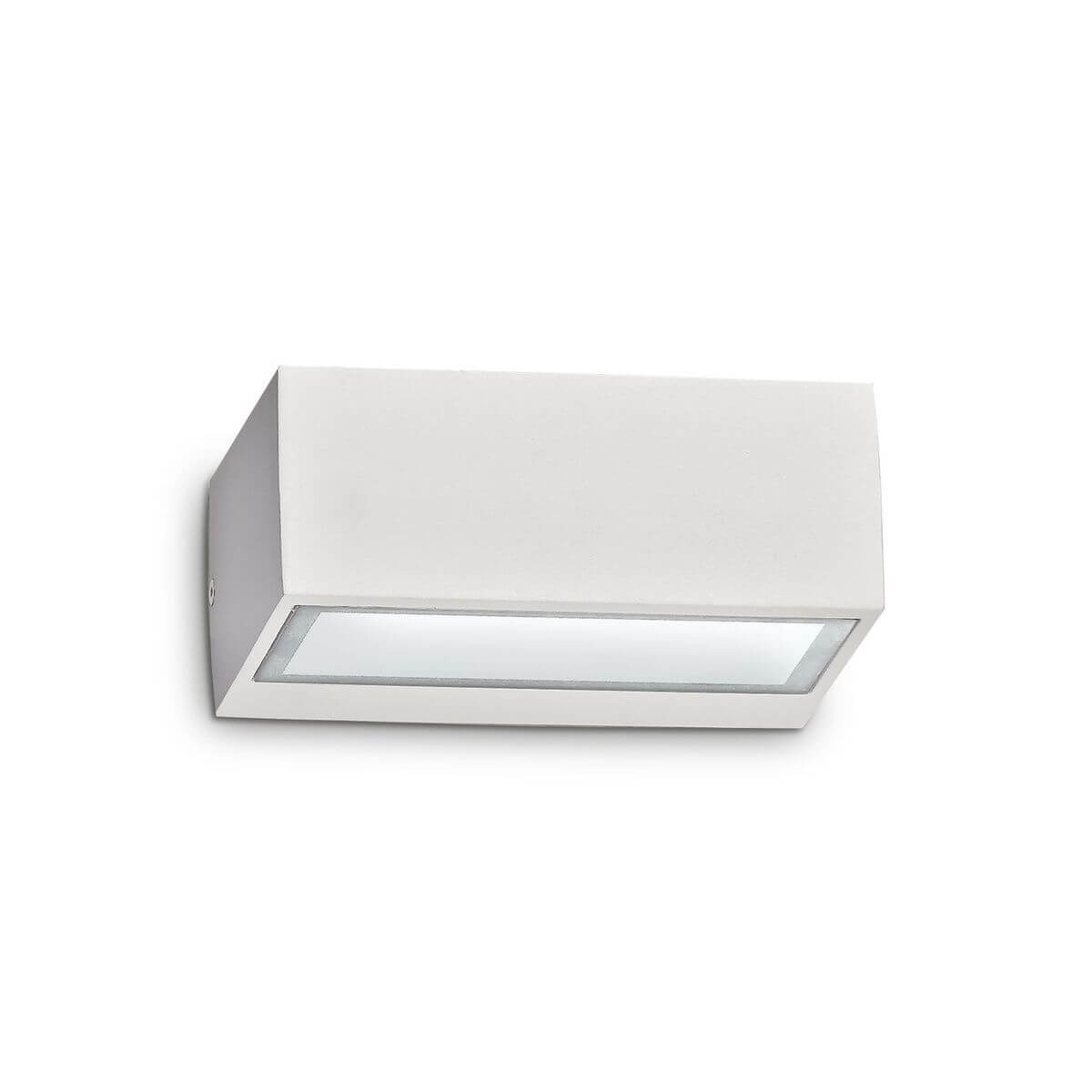 Applique murale blanche rectangulaire avec diffuseur en verre, vue de face sur fond blanc