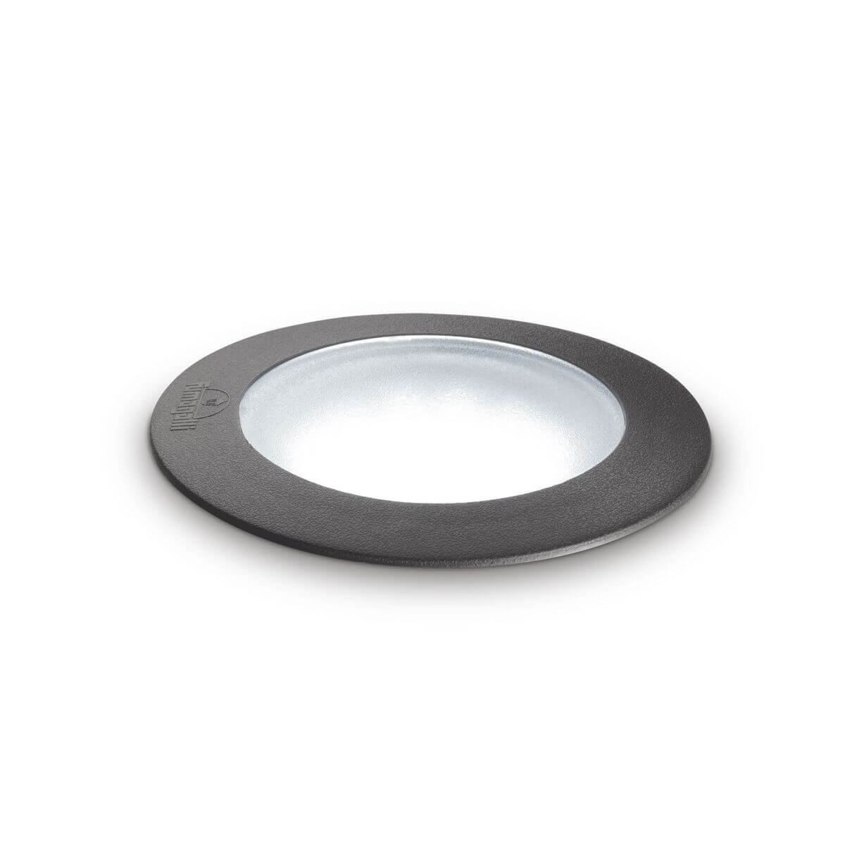 Vue de face du luminaire rond noir avec réflecteur blanc central