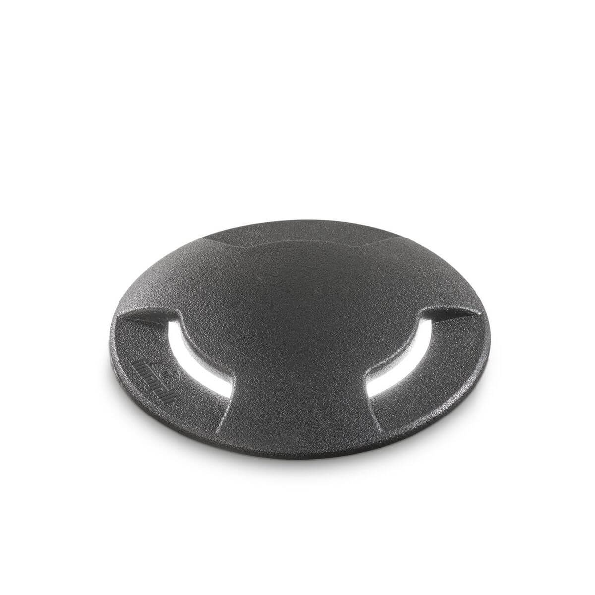 Vue de dessus du spot encastrable noir rond avec inserts lumineux incurvés