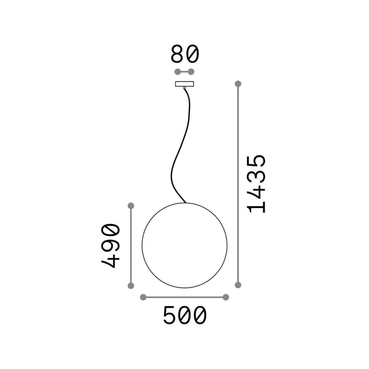 Schéma de dimensions cotées avec hauteur 1435 mm et diamètre 500 mm.