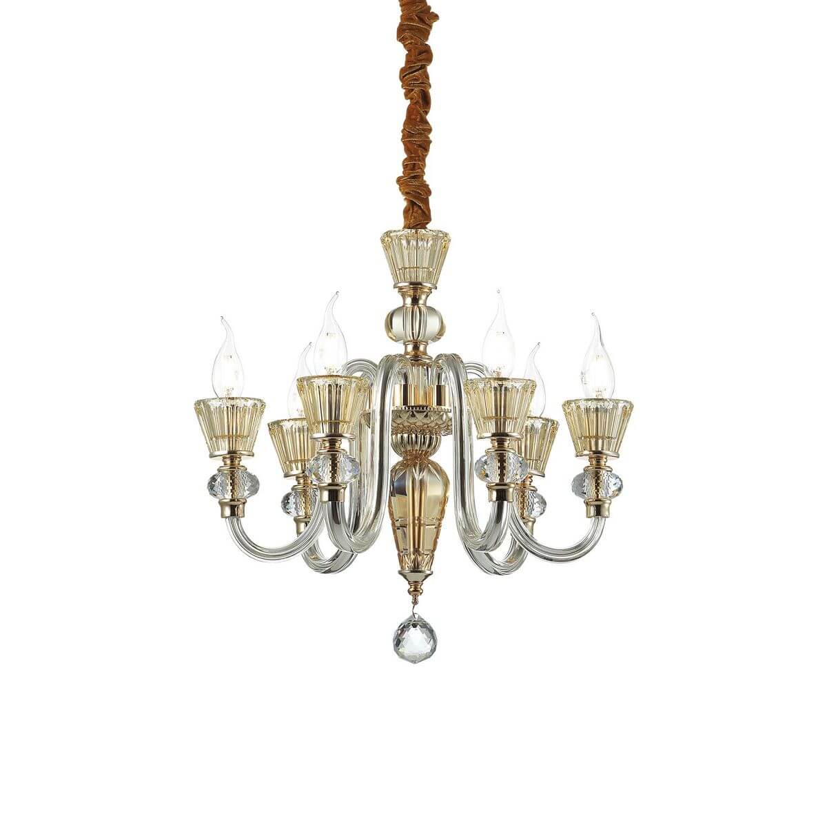 Suspension Strauss 6 lumières dorée, verre