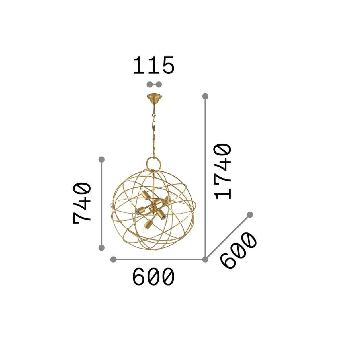 Suspension Konse 6 lumières dorée
