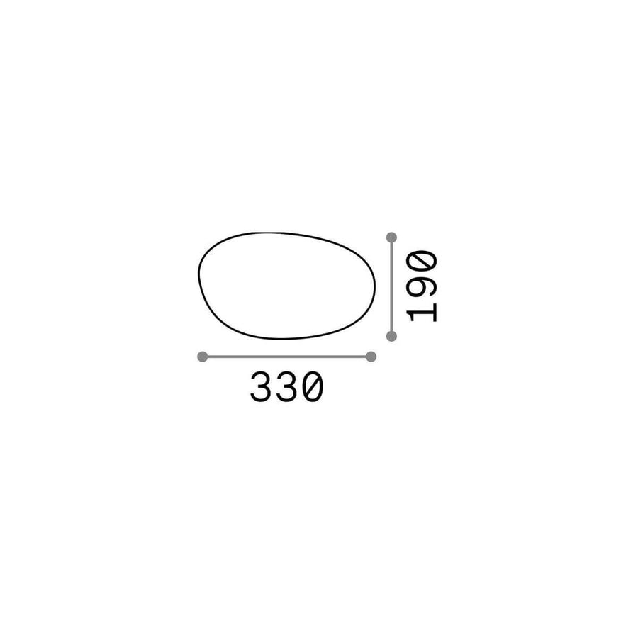 Schéma technique coté du luminaire ovale avec largeur 330 et diamètre 190