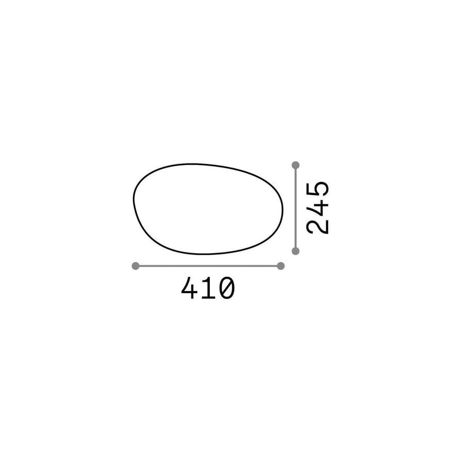 Schéma technique du luminaire ovale avec dimensions 410 et 245 millimètres