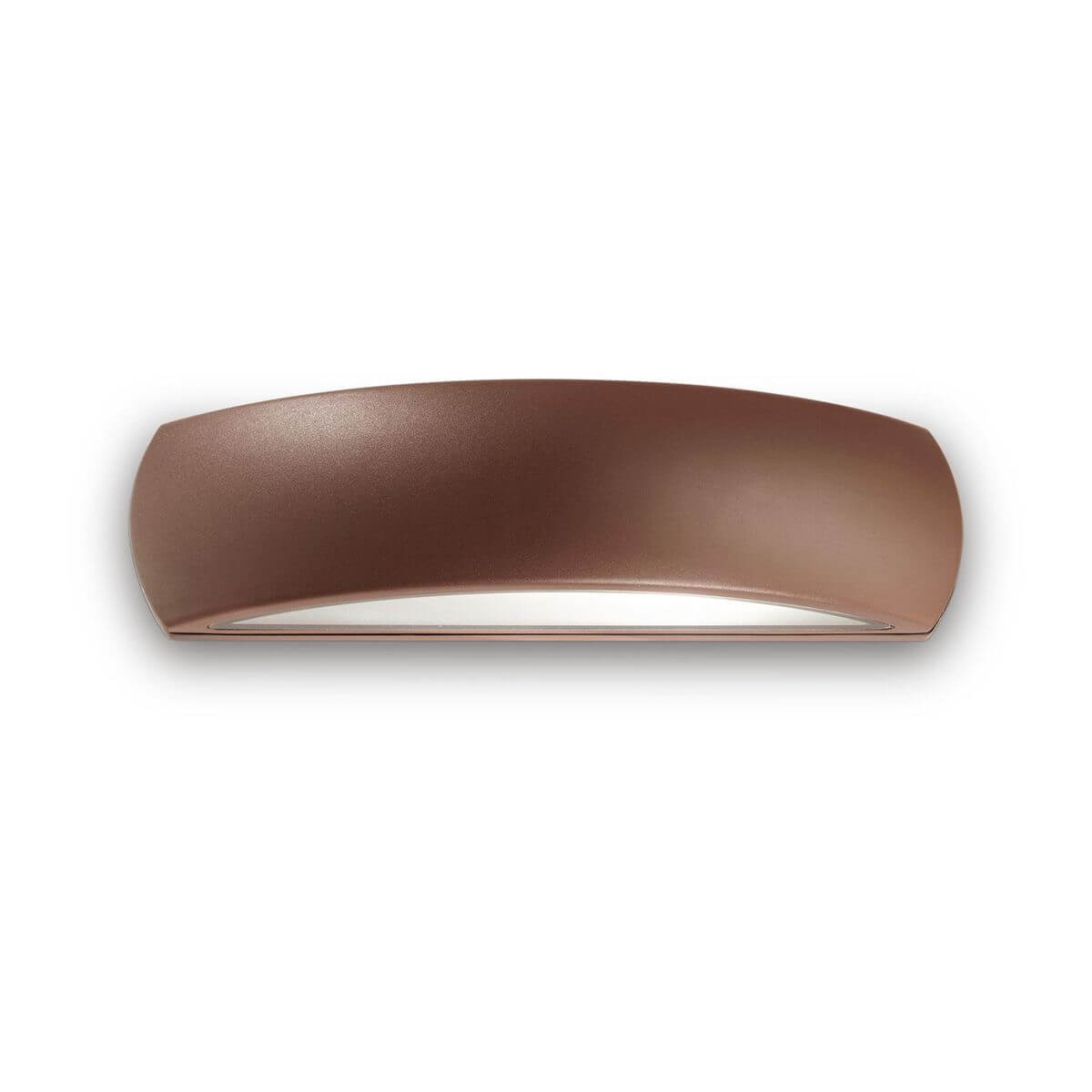 Vue de face de l'applique murale marron avec diffuseur blanc incurvé