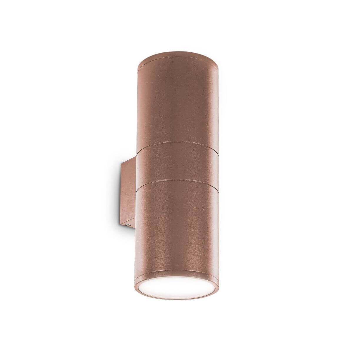 Applique murale cylindrique marron de face avec diffuseur bas lumineux