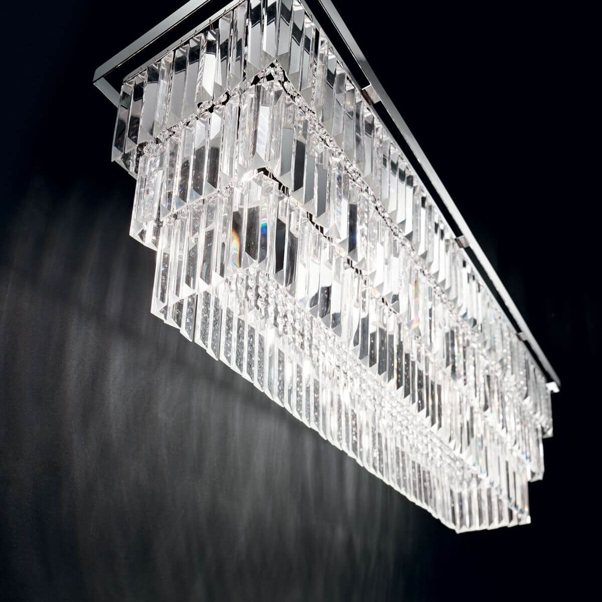Suspension Martinez 8 lumières chromée, cristal
