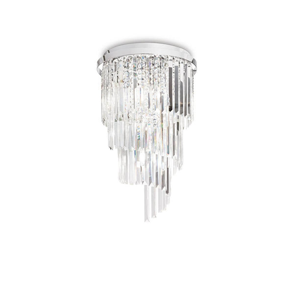 Plafonnier Carlton 8 lumières chromé, cristal