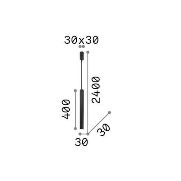 Schéma de dimensions indiquant 400 mm de hauteur et 2400 mm de câble