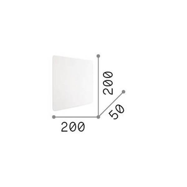 Schéma de dimensions : 200 mm de largeur, 200 mm de hauteur et 50 mm d'épaisseur