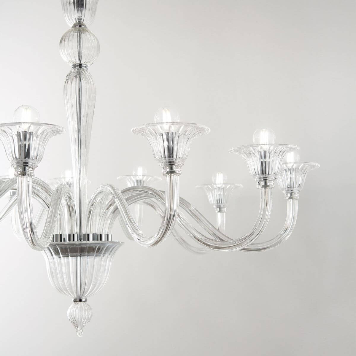 Suspension Brigitta 8 lumières transparente, verre
