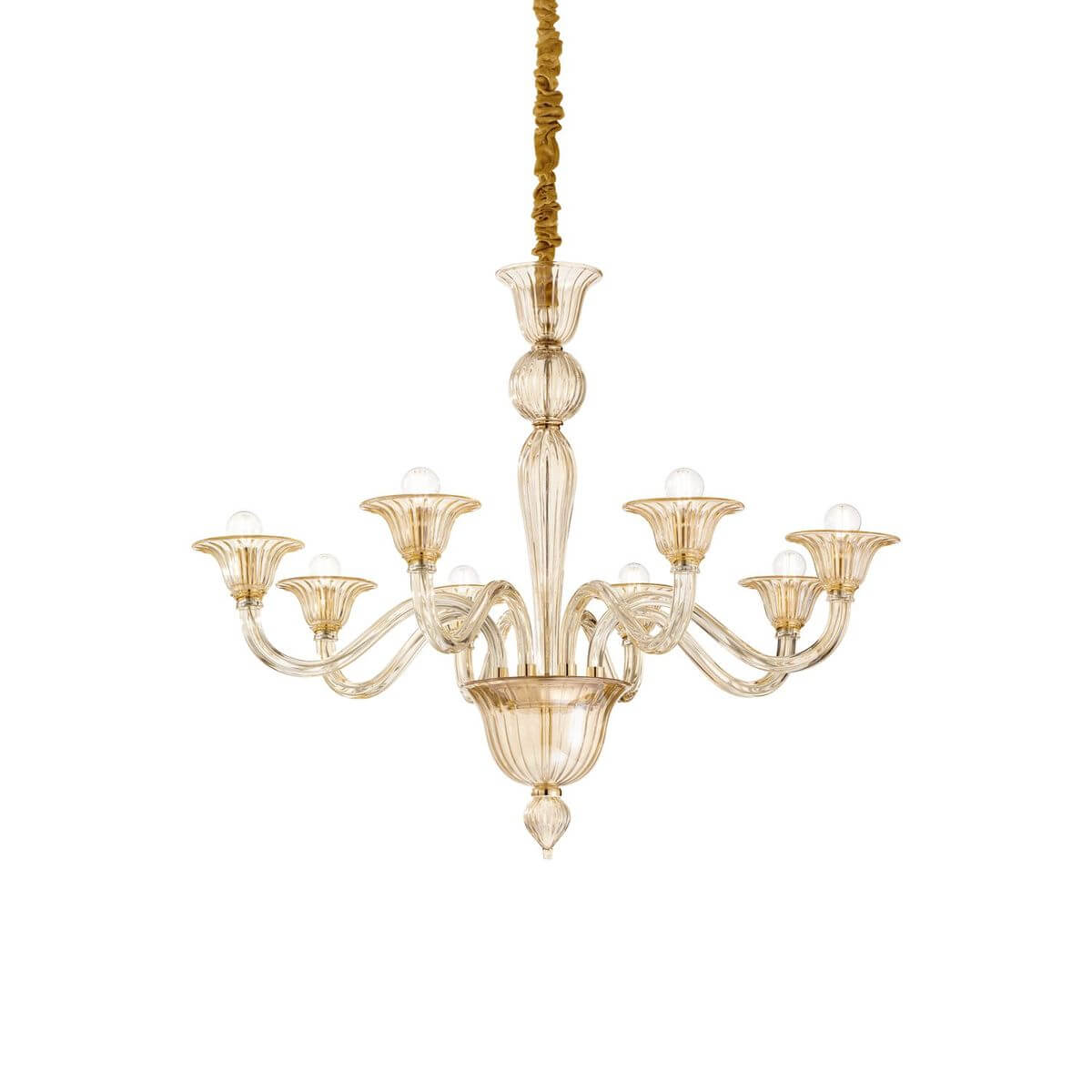Suspension Brigitta 8 lumières ambrée, verre