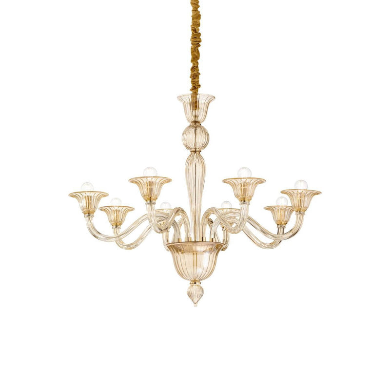 Suspension Brigitta 8 lumières ambrée, verre