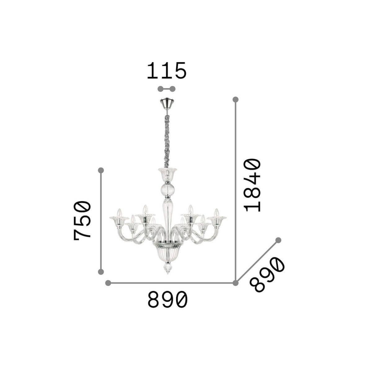 Suspension Brigitta 8 lumières ambrée, verre