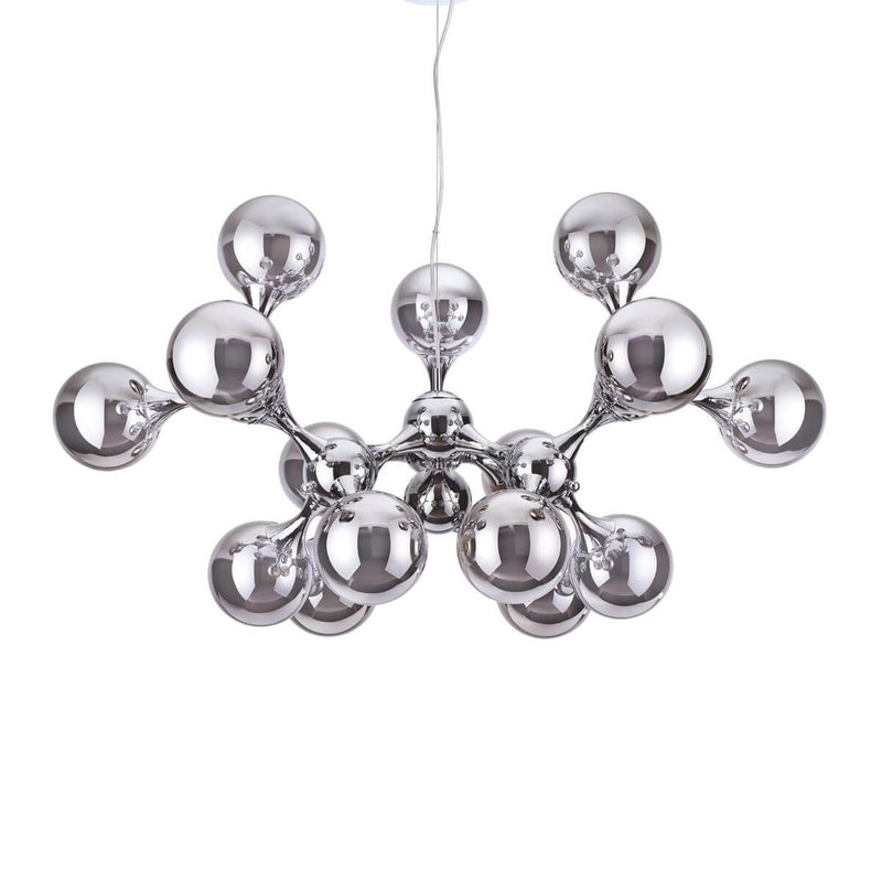 Suspension Nodi 15 lumières chromée, verre